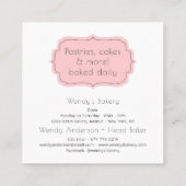 Retro roze en witte  snoep strepen bakkerij vierkante visitekaartje (Achterkant)