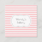Retro roze en witte snoep strepen bakkerij vierkante visitekaartje (Voorkant)