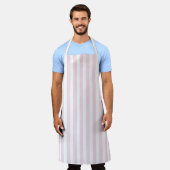 Retro Roze en witte strepen Apron Schort (Gedragen)