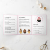 Retro Roze en Witte Strepen Bakkerij Menu Brochure (Binnen)