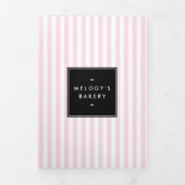 Retro Roze en Witte Strepen Bakkerij Menu Brochure (Cover)