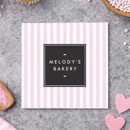 Retro Roze en Witte Strepen Bakkerij Vierkante Visitekaartje