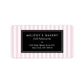 Retro Roze en Witte Stripes Bakery Etiket (Voorkant)