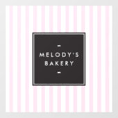 Retro Roze en Witte Stripes Bakery Raamsticker (Vel)