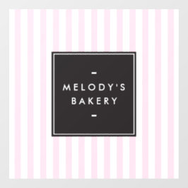 Retro Roze en Witte Stripes Bakery Raamsticker