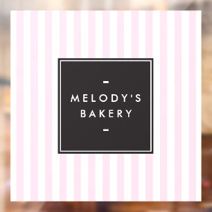 Retro Roze en Witte Stripes Bakery Raamsticker