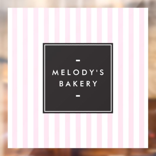 Retro Roze en Witte Stripes Bakery Raamsticker (Vel 2)