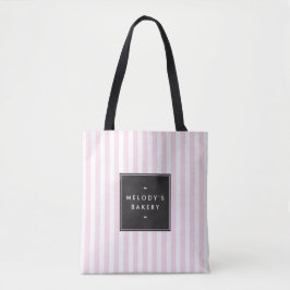 Retro Roze en Witte Stripes Bakery Tote Bag