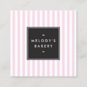 Retro Roze en Witte Stripes Bakery Vierkante Visitekaartje (Voorkant)