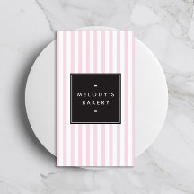 Retro Roze en Witte Stripes Bakery