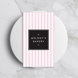 Retro Roze en Witte Stripes Bakery Visitekaartje