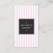 Retro Roze en Witte Stripes Bakery Visitekaartje (Voorkant)