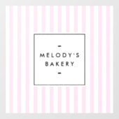 Retro Roze en Witte Stripes Bakery Window Cling Raamsticker (Vel)