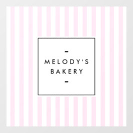 Retro Roze en Witte Stripes Bakery Window Cling Raamsticker