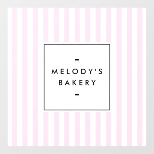 Retro Roze en Witte Stripes Bakery Window Cling Raamsticker (Vel)