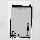 Retro  roze en zwart dress-formulier op maat briefpapier (Voorkant / Achterkant)