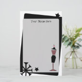 Retro  roze en zwart dress-formulier op maat briefpapier (Staand voorkant)