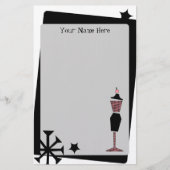 Retro  roze en zwart dress-formulier op maat briefpapier (Voorkant)