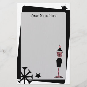 Retro  roze en zwart dress-formulier op maat briefpapier