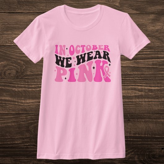 Retro roze en zwarte borstkanker bewustzijn t-shirt