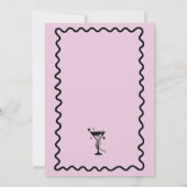 Retro roze en zwarte kostuums en cocktailparty kaart (Achterkant)