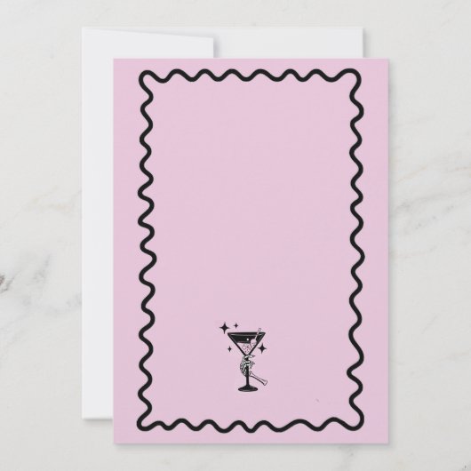 Retro roze en zwarte kostuums en cocktails Party Kaart (Achterkant)