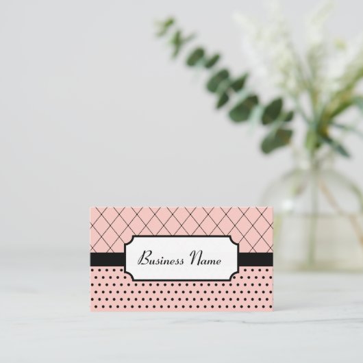 Retro Roze en zwarte Visitekaartjes (Staand voorkant)