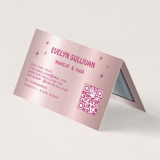 Retro roze faux oogschaduw palet loyaliteitskaart visitekaartje (Achterkant)