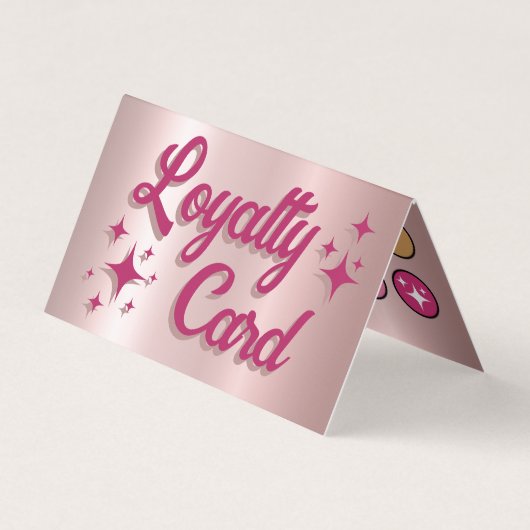 Retro roze faux oogschaduw palet loyaliteitskaart visitekaartje (Voorkant)