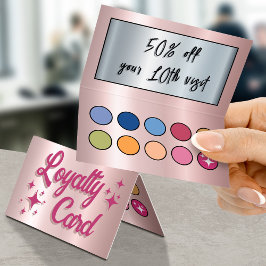 Retro roze faux oogschaduw palet loyaliteitskaart visitekaartje