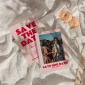 Retro Roze Fel Funky Modern Cadeaubord Foto Bruilo Save The Date