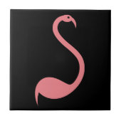 Retro Roze Flamingo Bird op Black Accent Tile Tegeltje (Voorkant)