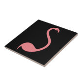 Retro Roze Flamingo Bird op Black Accent Tile Tegeltje (Zijkant)