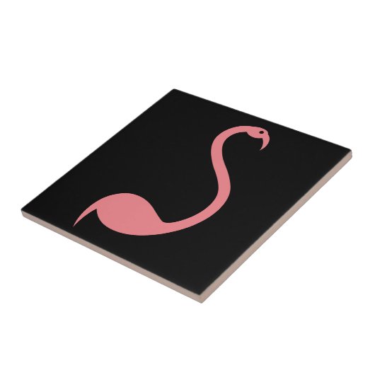 Retro Roze Flamingo Bird op Black Accent Tile Tegeltje (Zijkant)