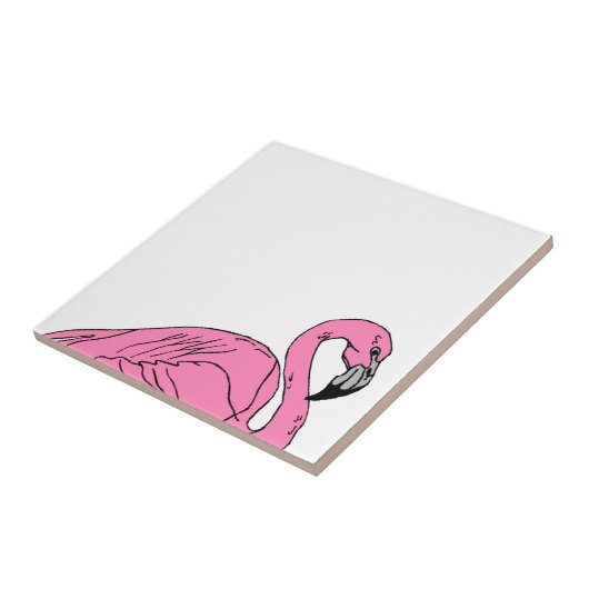  Retro Roze Flamingo Bird op White Tile Tegeltje (Zijkant)