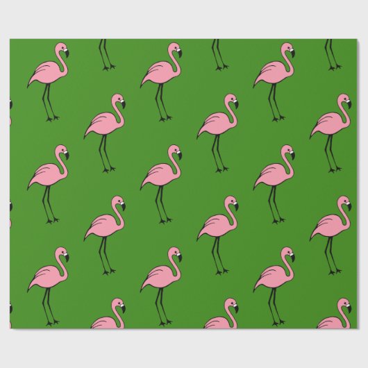 Retro roze flamingo cadeaupapier (Vlak)