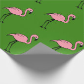 Retro roze flamingo cadeaupapier (Hoek)