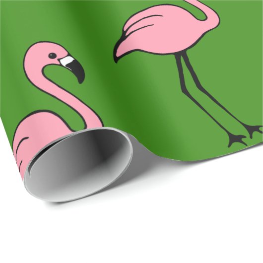 Retro roze flamingo cadeaupapier (Rol Hoek)