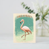 Retro Roze Flamingo Florida Vakantie Souvenir City Briefkaart (Staand voorkant)