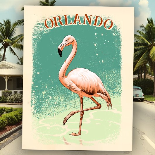Retro Roze Flamingo Florida Vakantie Souvenir City Briefkaart