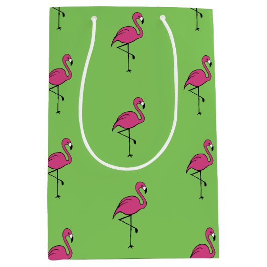 Retro Roze Flamingo Gift Bag Medium Cadeauzakje (Voorkant)