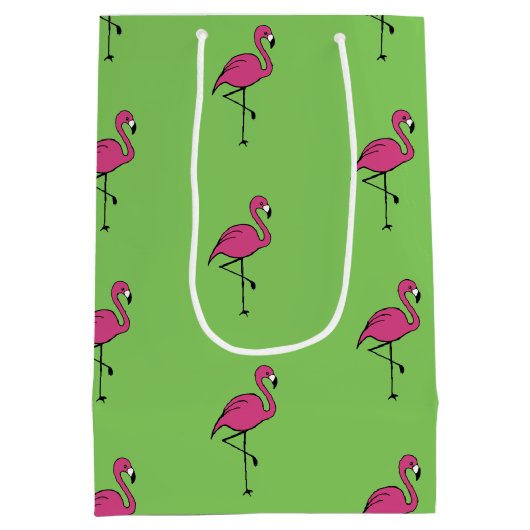 Retro Roze Flamingo Gift Bag Medium Cadeauzakje (Achterkant)