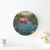 Retro roze flamingo grote klok (Huis)