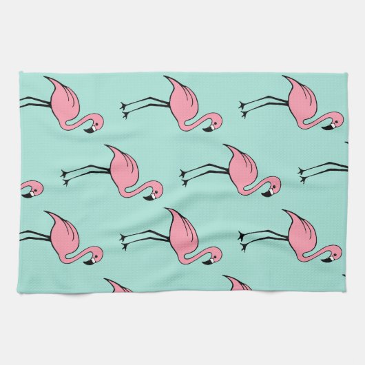 Retro Roze Flamingo Keuken Handdoek Gift (Horizontaal)