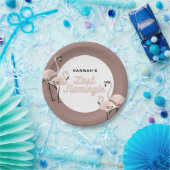 Retro Roze Flamingo Laatste Flamingle Bruidsfeest Papieren Bordje (Feest)