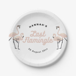 Retro Roze Flamingo Laatste Flamingle Vrijgezellen Papieren Bordje