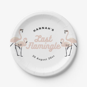 Retro Roze Flamingo Laatste Flamingle Vrijgezellen Papieren Bordje