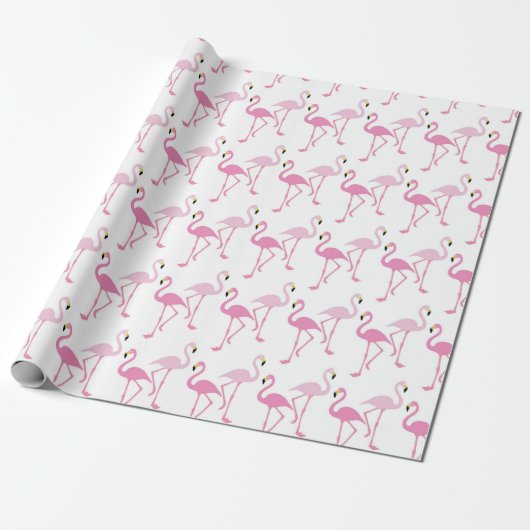 Retro Roze Flamingo patroon Thema Exotic Bird Cadeaupapier (Uitgerold)