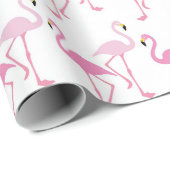 Retro Roze Flamingo patroon Thema Exotic Bird Cadeaupapier (Rol Hoek)