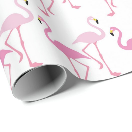 Retro Roze Flamingo patroon Thema Exotic Bird Cadeaupapier (Rol Hoek)
